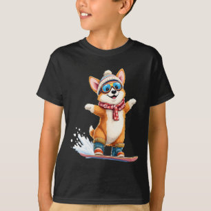 Niedlicher Wintersport in Corgi Snowboarden T-Shirt