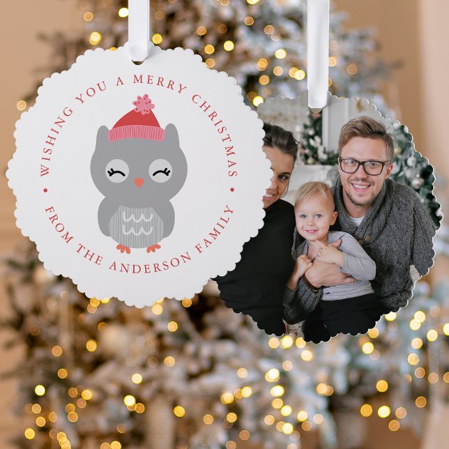 Niedlicher Winterurlaub Foto Ornament Karte (Von Creator hochgeladen)