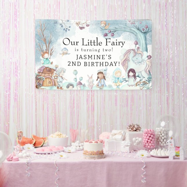 Niedlicher Winterwald Weihnachtsmädchen Geburtstag Banner (Party)