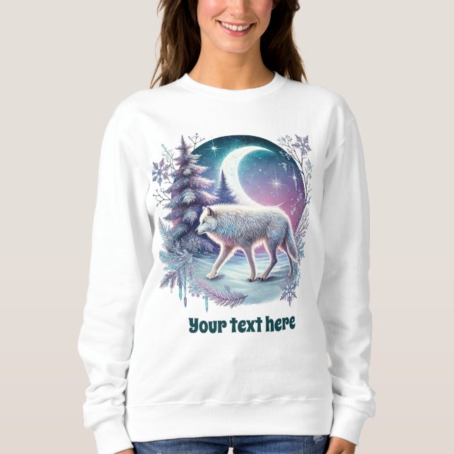 Niedlicher Winterwolf anpassbar Sweatshirt (Vorderseite)