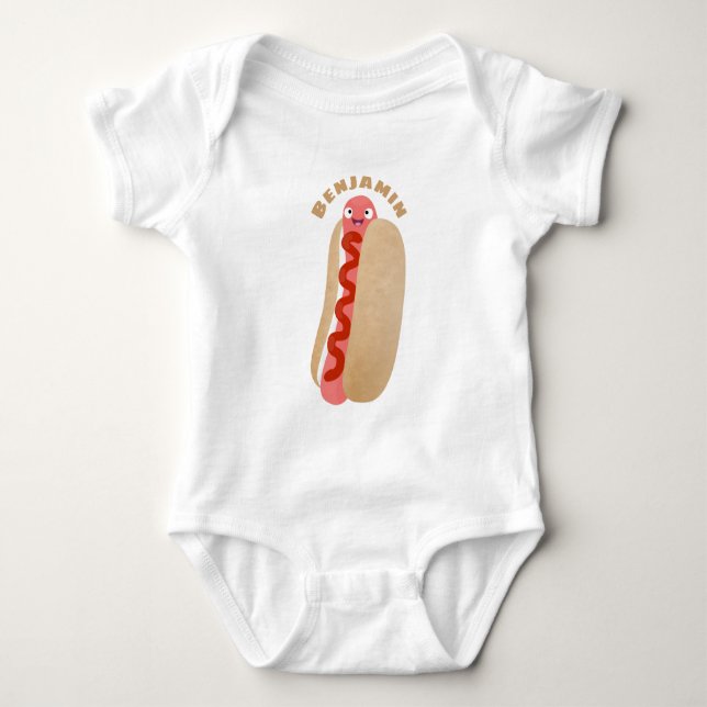 Niedlicher Witzhund Weiner Cartoon Baby Strampler (Vorderseite)