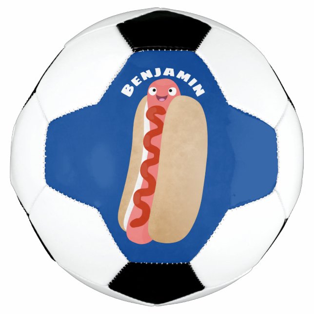 Niedlicher Witzhund Weiner Cartoon Fußball (Vorderseite)