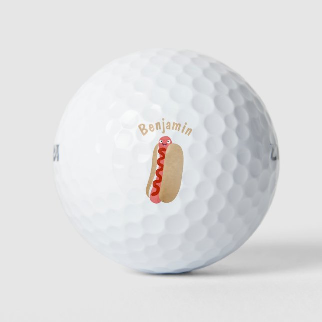 Niedlicher Witzhund Weiner Cartoon Golfball (Vorderseite)