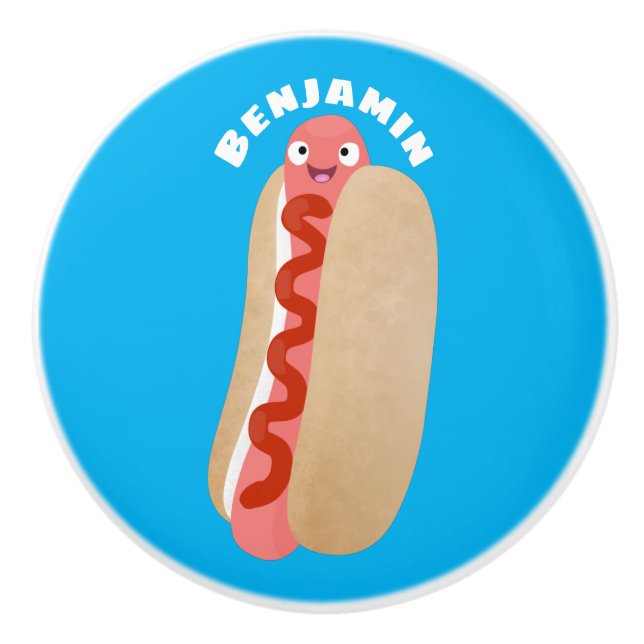 Niedlicher Witzhund Weiner Cartoon Keramikknauf (Vorderseite)