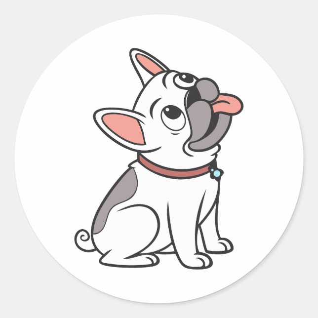 Niedlicher Witziger Single Bulldog Runder Aufkleber (Vorderseite)