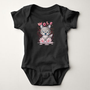 Niedlicher Wolf-Cartoon Baby Strampler