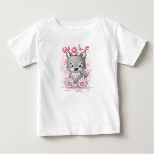 Niedlicher Wolf-Cartoon Baby T-shirt