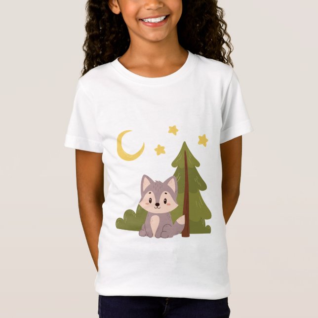 Niedlicher Wolf im Wald T-Shirt (Vorderseite)