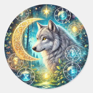 Niedlicher Wolf liebt Tier Runder Aufkleber