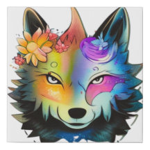 Niedlicher Wolf mit Blume