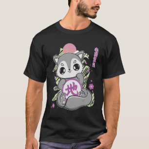 Niedlicher Wolf mit Earth Kanji und japanischer Äs T-Shirt
