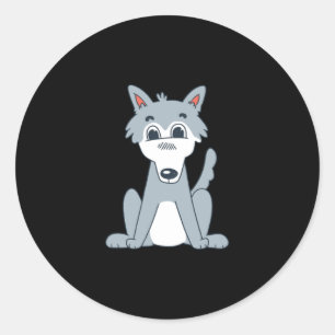Niedlicher Wolf Runder Aufkleber