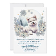 Niedlicher Wolfsjunge Winterwald mit Wasserfarbe