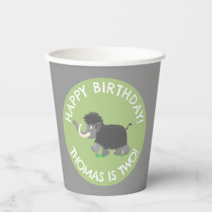 Niedlicher Wollmammut personalisierter Cartoon Geb Pappbecher