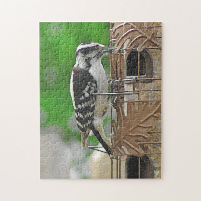 Niedlicher Woodpecker bei Birdfeeder (Vertikal)