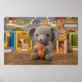 Niedlicher, wunderlicher gehäkelter Elefant im Zoo Poster