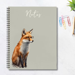 Niedlicher, wunderlicher Wasserfarben-Fuchs mit Br Notizbuch