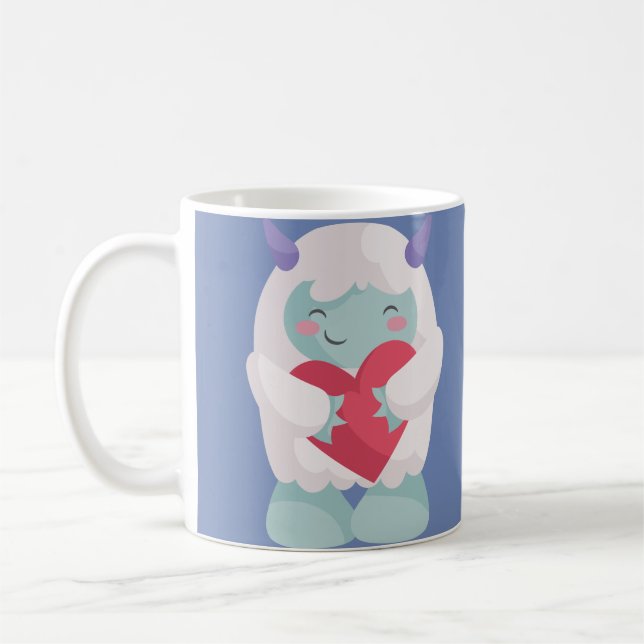 Niedlicher Yeti-Kaffee ist eine Umarmung in einer Kaffeetasse (Links)