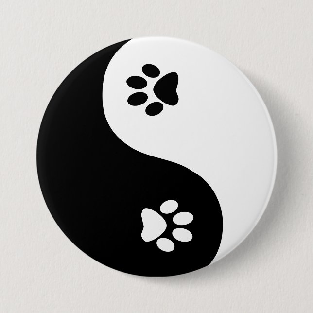 Niedlicher Yin Yang Tatzen-Knopf Button (Vorderseite)