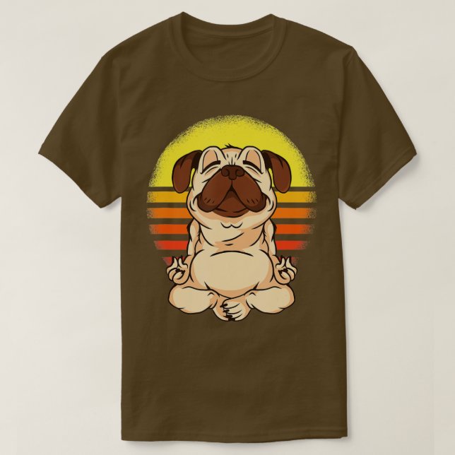 Niedlicher Yoga Mops Hund Funny Möpsen Lover Gesch T-Shirt (Design vorne)