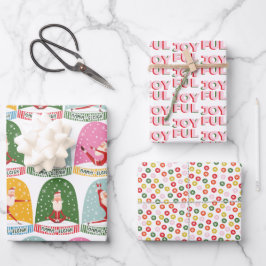 Niedlicher Yoga Santa NamaSchlitten Freuen Sie sic Geschenkpapier Set