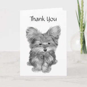 Niedlicher Yorkie Hund danken Ihnen und erhalten Dankeskarte