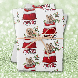 Niedlicher Yorkshire Terrier Dog in der Holiday Gi Geschenkpapier Set