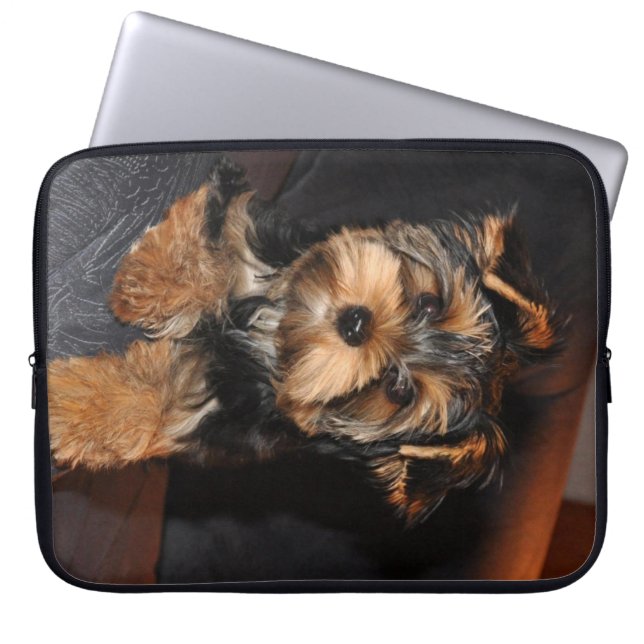 Niedlicher Yorkshire-Terrier-Welpen-Hund Laptopschutzhülle (Vorderseite)