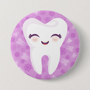 Niedlicher Zahn - lila Button-Knopf Button