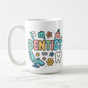Niedlicher Zahnarzt Word Art Design Kaffeetasse