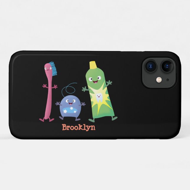 Niedlicher Zahnbürste Zahnpasta-Cartoon Case-Mate iPhone Hülle (Rückseite (Horizontal))