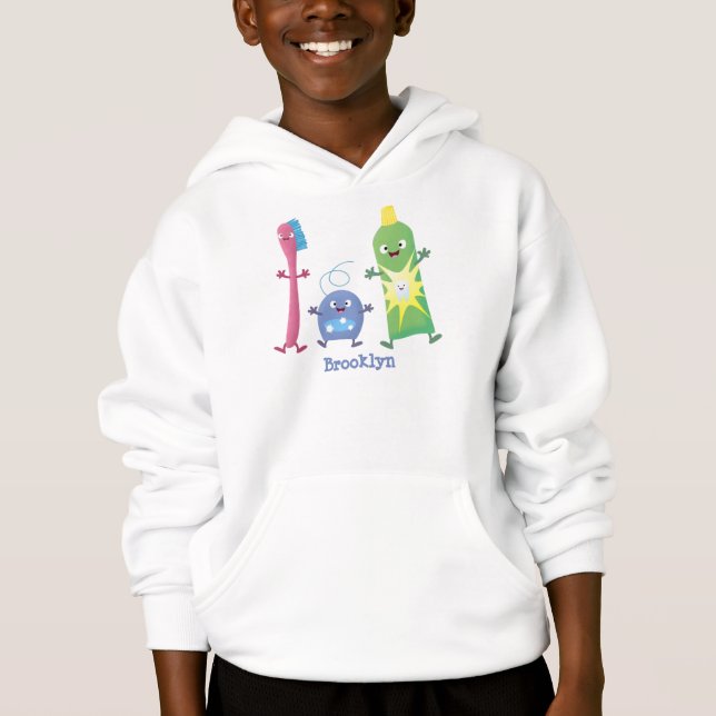 Niedlicher Zahnbürste Zahnpasta-Cartoon Hoodie (Vorderseite)