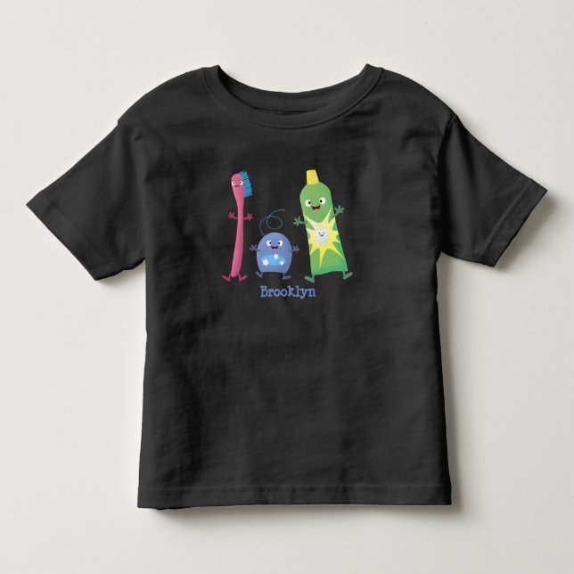 Niedlicher Zahnbürste Zahnpasta-Cartoon Kleinkind T-shirt (Vorderseite)