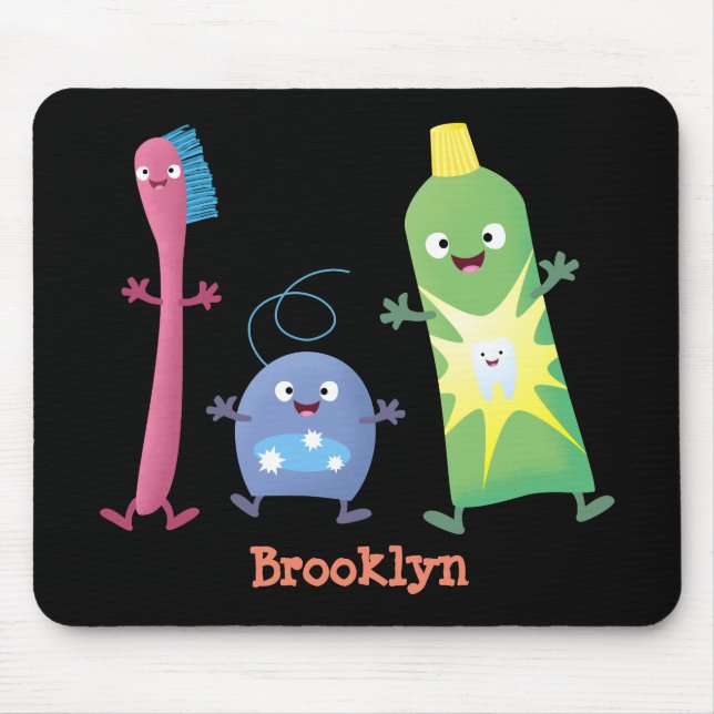 Niedlicher Zahnbürste Zahnpasta-Cartoon Mousepad (Vorne)
