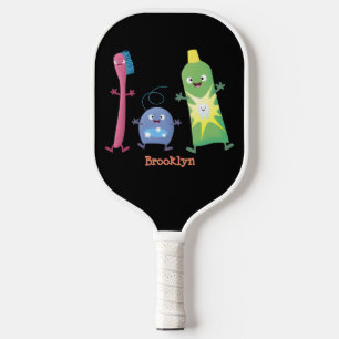 Niedlicher Zahnbürste Zahnpasta-Cartoon Pickleball Schläger