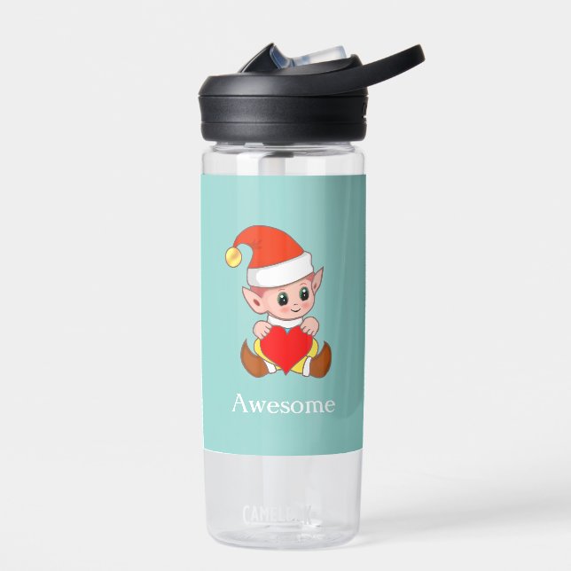 Niedlicher Zauberelf mit Herz auf Light Blue Trinkflasche (Links)