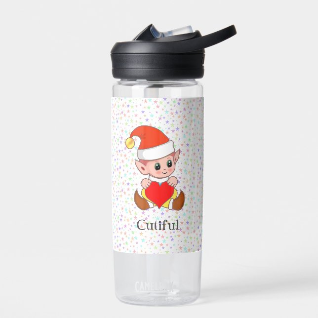 Niedlicher Zauberelf und mehrfarbige Stars Wasserf Trinkflasche (Links)