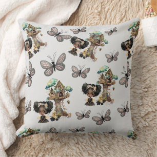 Niedlicher Zauberholz Fairy Butterfly Grau Kissen