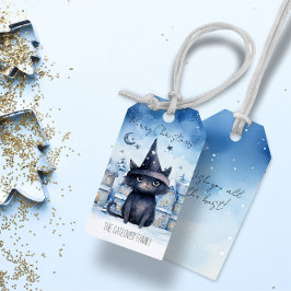 Niedlicher Zauberkünstler Schwarze Katze Weihnacht Geschenkanhänger