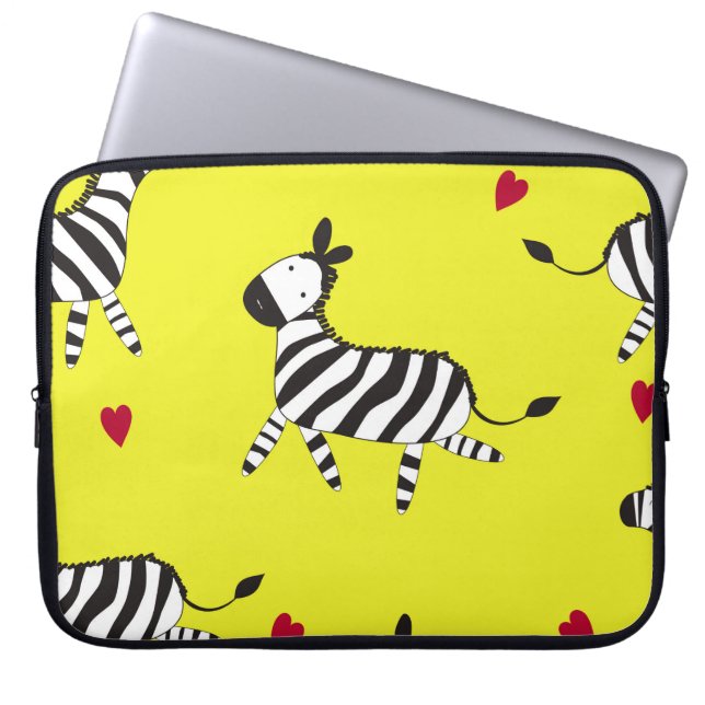 Niedlicher Zebra-Cartoon-Hintergrund Laptopschutzhülle (Vorderseite)