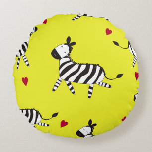 Niedlicher Zebra-Cartoon-Hintergrund Rundes Kissen