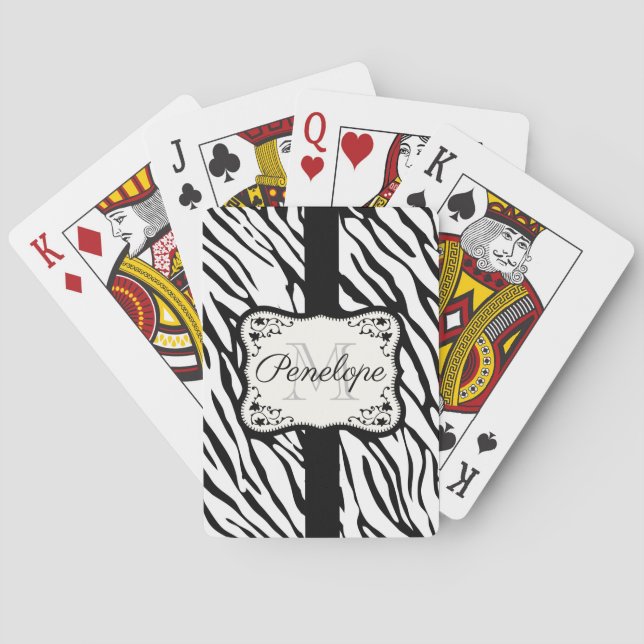Niedlicher Zebra-Druck Spielkarten (Rückseite)