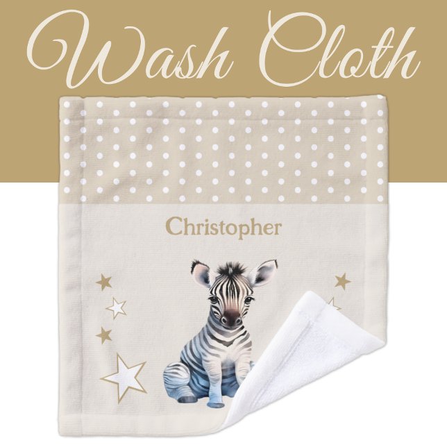 Niedlicher Zebra hinzufügen Namen Polka Punkte Ste Waschlappen (Von Creator hochgeladen)