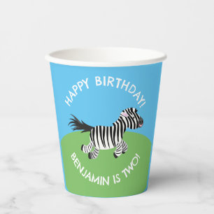 Niedlicher Zebra personalisierter Cartoon Geburtst Pappbecher