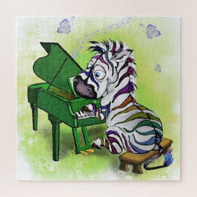 Niedlicher Zebra Piano Player - Cartoon (Vertikal)