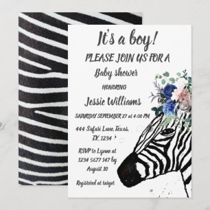 Niedlicher Zebra-Safari-Dschungel-Tier Baby-Junge  Einladung
