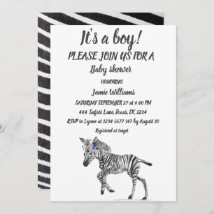 Niedlicher Zebra Safari Jungle Muster Tier Baby Bo Einladung