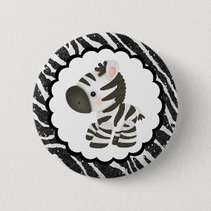 Niedlicher Zebra u. Glitzer-Tierdruck Button
