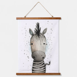 Niedlicher Zebradruck Wandteppich Mit Holzrahmen