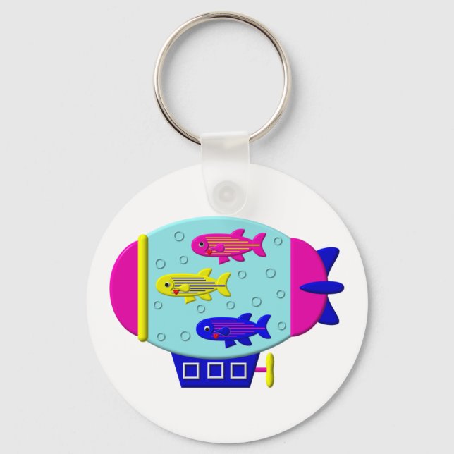 Niedlicher Zebrafisch in einem Zeppelin Schlüsselanhänger (Vorderseite)